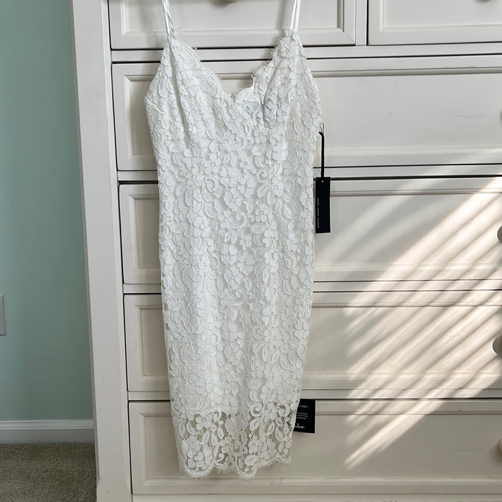 Lulus white lace dress XS